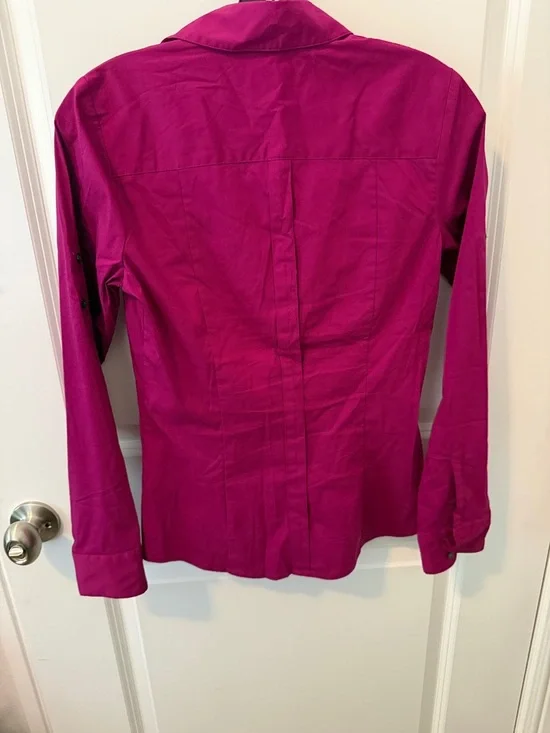 Express Magenta Button-Up Shirt - Picture 4 of 7
